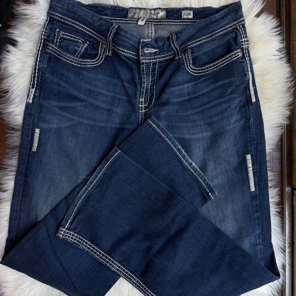 BKE Women's Bootcut Jeans Size 32 Blue Denim Medium Wash Contrast Stitch 5-Pkt